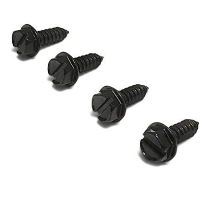 Picture of Rustproof Black License Plate Screws for Securing License Plates, Frames and Covers on Cars and Trucks (Black Zinc Plated)