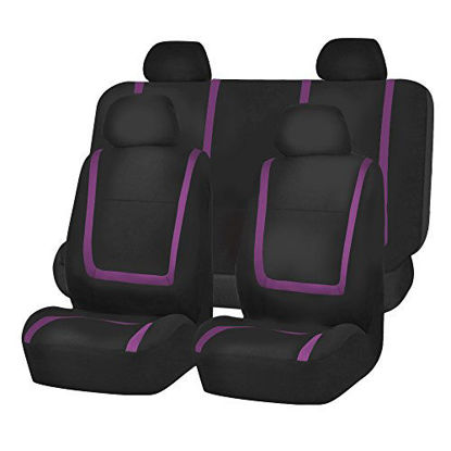 Picture of FH Group FB032PURPLE114 Purple Unique Flat Cloth Car Seat Cover (w. 4 Detachable Headrests and Solid Bench)