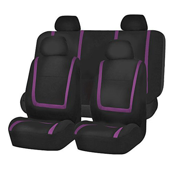 Picture of FH Group FB032PURPLE114 Purple Unique Flat Cloth Car Seat Cover (w. 4 Detachable Headrests and Solid Bench)