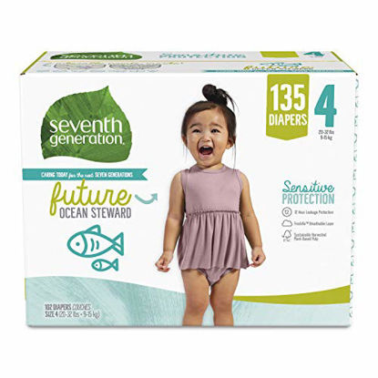 Picture of Seventh Generation Baby Diapers, Size 4, 135 count for Sensitive Skin (Packaging May Vary)
