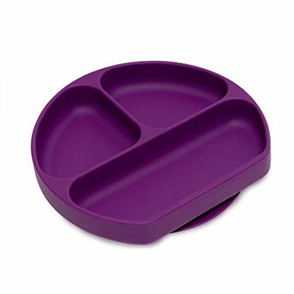 Picture of Silicone Grip Dish, Suction Plate, Divided Plate, Baby and Toddler, BPA Free, Microwave and Dishwasher Safe - Purple