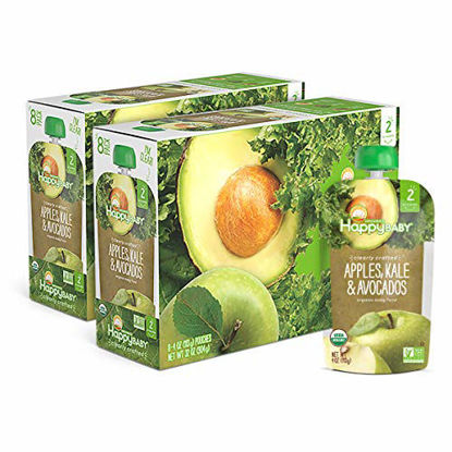 Picture of Happy Baby Organic Clearly Crafted Stage 2 Baby Food Apples, Kale & Avocados, 4 Ounce Pouch (Pack of 16) (Packaging May Vary)