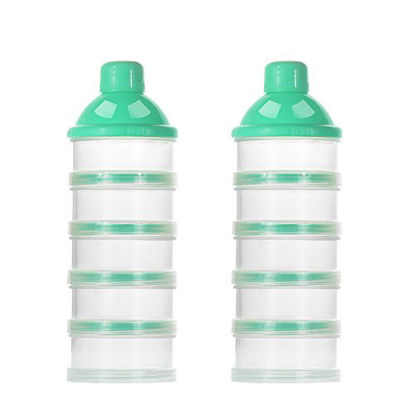 Picture of Accmor Baby Milk Powder Formula Dispenser, Non-Spill Smart Stackable Baby Feeding Travel Storage Container, BPA Free, 5 Compartments, 2 Pack
