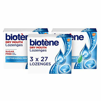 Picture of biotène Dry Mouth Lozenges for Fresh Breath Sugar free with Xylitol, Refreshing, mint (Pack of 3)