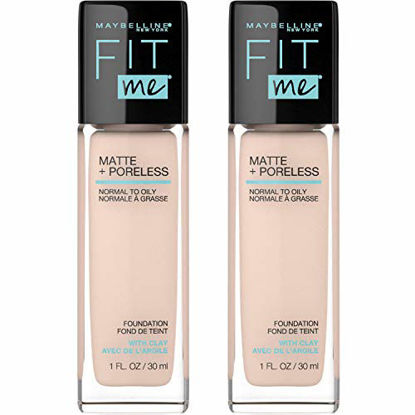 Picture of Maybelline Fit Me Matte + Poreless Liquid Foundation Makeup, Natural Ivory, 2 COUNT Oil-Free Foundation