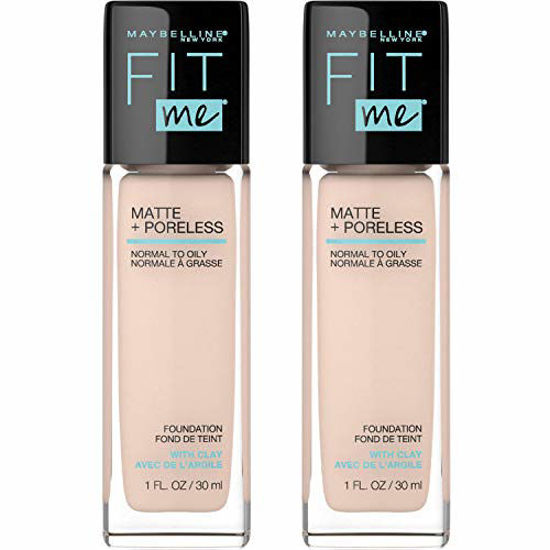 Picture of Maybelline Fit Me Matte + Poreless Liquid Foundation Makeup, Natural Ivory, 2 COUNT Oil-Free Foundation