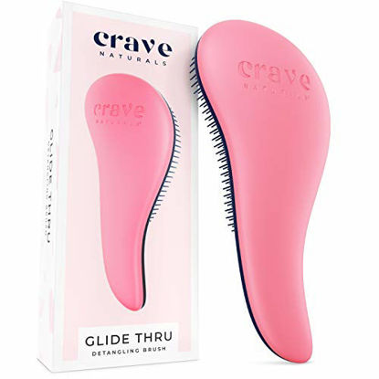 Picture of Crave Naturals Glide Thru Detangling Brush for Adults & Kids Hair - Detangler Hair Brush for Natural, Curly, Straight, Wet or Dry Hair (PINK)
