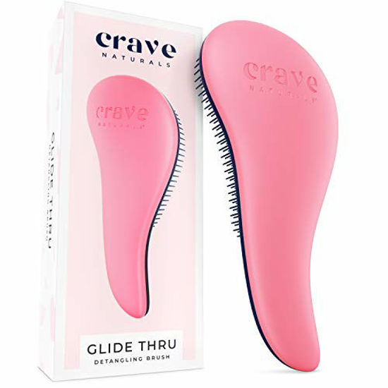 Picture of Crave Naturals Glide Thru Detangling Brush for Adults & Kids Hair - Detangler Hair Brush for Natural, Curly, Straight, Wet or Dry Hair (PINK)