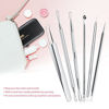 Picture of JPNK 6 PCS Blackhead Remover Comedones Extractor Acne Removal Kit for Blemish, Whitehead Popping, Zit Removing for Nose Face Tools with a Leather bag(Silver)