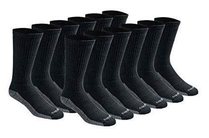Picture of Dickies Men's Big and Tall Dri-tech Moisture Control Crew Socks Multipack, Black (12 Pairs), Shoe Size: 12-15