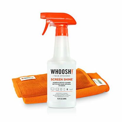 Picture of Screen Cleaner Kit by WHOOSH! - Best for Smartphones, iPads, Eyeglasses, e-Readers, Touchscreen & TVs - Includes 1 Unit of 500ml/16.9 fl oz (14x14) W! Cloth + Bonus (6x6) W!Cloth