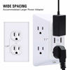 Picture of USB Wall Charger, Surge Protector, POWRUI 6-Outlet Extender with 2 USB Charging Ports (2.4A Total) and Night Light, 3-Sided Power Strip with Adapter Spaced Outlets - WhiteETL Listed