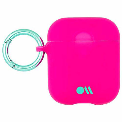 Picture of Case-Mate - AirPods Case - Hook Ups - Silicone - Compatible with Apple AirPods Series 1 & 2 - Fuchsia Dark Pink