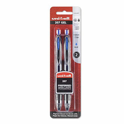 Picture of uni-ball 207 Retractable Gel Pens, Medium Point (0.7mm), Blue, 2 Count