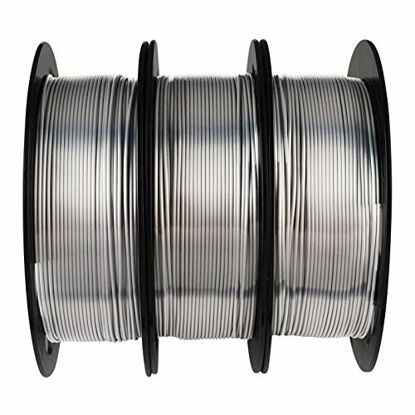 Picture of Silk Metallic Shiny Silver PLA Filament Bundle - 1.75mm 3D Printer Filament Each Spool 0.5kg, 3 Spools Pack, Total 1.5kgs 3D Printing Material with Extra Gift Stick Tool by MIKA3D