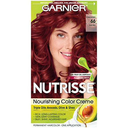 Picture of Garnier Nutrisse Nourishing Hair Color Creme, 66 True Red (Pomegranate) (Packaging May Vary)