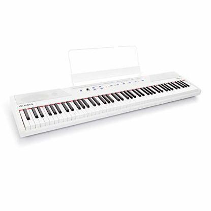 Picture of Alesis Recital White - 88 Key Digital Electric Piano / Keyboard with Semi Weighted Keys, Power Supply, Built-In Speakers and 5 Premium Voices (Amazon Exclusive)