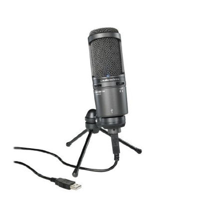 Picture of Audio-Technica AT2020USB+ Cardioid Condenser USB Microphone, with Built-In Headphone Jack & Volume Control, Black