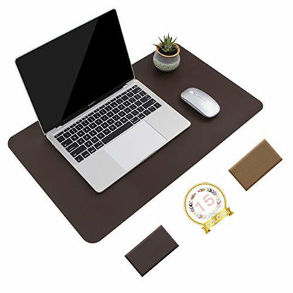 Picture of Non-Slip Desk Pad, Waterproof PVC Leather Desk Table Protector, Ultra Thin Large Mouse Pad, Easy Clean Laptop Desk Writing Mat for Office Work/Home/Decor(Dark Brown, 23.6" x 13.7")