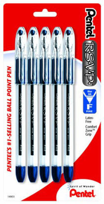 Picture of Pentel R.S.V.P. Ballpoint Pen, Fine Line, Blue Ink, 5 Pack (BK90BP5C)
