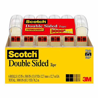 Picture of Scotch Double Sided Tape, 1/2 in x 500 in, 6 Dispensered Rolls (6137H-2PC-MP)