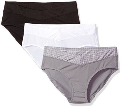 Picture of Warner's Women's Blissful Benefits No Muffin Top 3 Pack Hipster Panties, Black/White/Smoked Pearl w/Octagon Print Waistband, L
