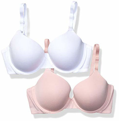 Picture of Fruit of the Loom Women's 2-Pack T-Shirt Bra, White/Blushing Rose, 34D