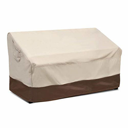 Picture of Vailge 2-Seater Heavy Duty Patio Deep Bench Loveseat Cover, 100% Waterproof Outdoor Deep Sofa Cover, Lawn Patio Furniture Covers with Air Vent, Small (Deep), Beige & Brown