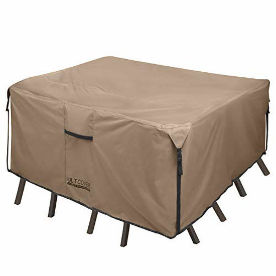 Picture of ULTCOVER Square Patio Heavy Duty Table Cover - 600D Tough Canvas Waterproof Outdoor Dining Table and Chairs General Purpose Furniture Cover 94 inch
