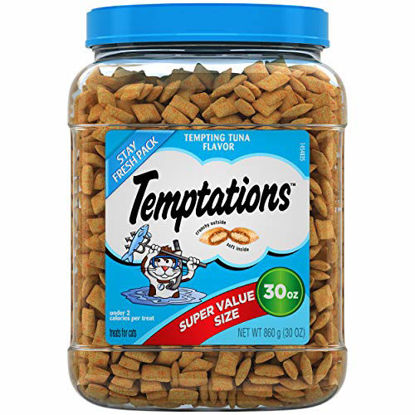 Picture of TEMPTATIONS Classic Crunchy and Soft Cat Treats, Tempting Tuna Flavor, 30 oz. Tub