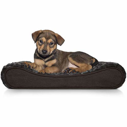 Picture of Furhaven Pet Dog Bed - Orthopedic Ultra Plush Faux Fur Ergonomic Luxe Lounger Cradle Mattress Contour Pet Bed with Removable Cover for Dogs and Cats, Chocolate, Small