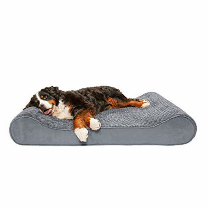 Picture of Furhaven Pet Dog Bed - Cooling Gel Foam Ultra Plush Faux Fur Ergonomic Luxe Lounger Cradle Mattress Contour Pet Bed with Removable Cover for Dogs and Cats, Gray, Giant