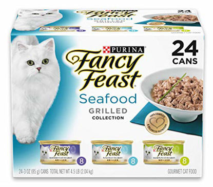 Picture of Purina Fancy Feast Gravy Wet Cat Food Variety Pack, Seafood Grilled Collection - (24) 3 oz. Cans