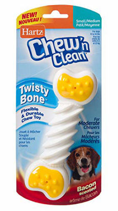 Picture of Hartz Chew n' Clean Twisty Bone Bacon Scented Flexible Dog Chew Toy - Small/Medium