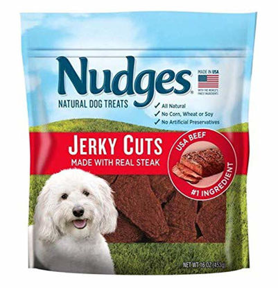Picture of Nudges Steak Jerky Dog Treats, 16 Ounce