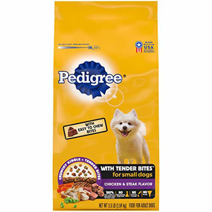 Picture of PEDIGREE with Tender Bites Small Dog Complete Nutrition Small Breed Adult Dry Dog Food, Chicken & Steak Flavor Dog Kibble, 3.5 lb. Bag