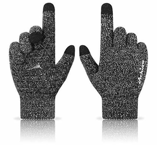 Picture of Achiou Winter Knit Gloves Touchscreen Warm Thermal Soft Lining Elastic Cuff Texting Anti-Slip 3 Size Choice for Women Men