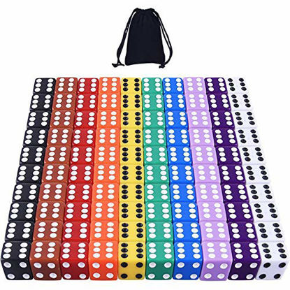 Picture of AUSTOR 100 Pieces Game Dice Set 10 Colors Square Corner Dice with a Free Storage Bag
