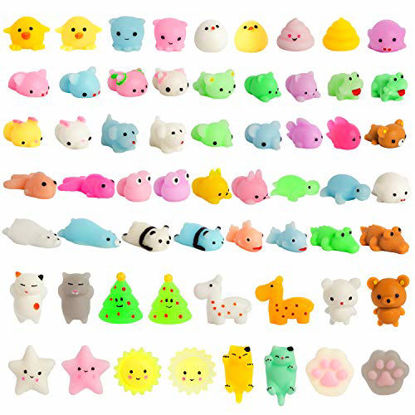 Picture of Kizcity 60 Pcs Mochi Squishies, Kawaii Squishy Toys for Easter Party Favors, Animal Squishies Stress Relief Toys for Boys & Girls Birthday Gifts, Easter Event, Classroom Prize, Goodie Bag