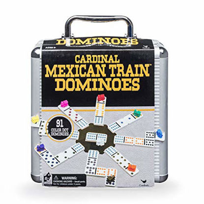 Picture of Mexican Train Dominoes Game in Aluminum Carry Case, for Families and Kids Ages 8 and up
