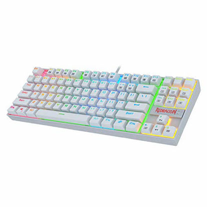 Picture of Redragon K552 Mechanical Gaming Keyboard 60% Compact 87 Key Kumara Wired Cherry MX Blue Switches Equivalent for Windows PC Gamers (RGB Backlit White)