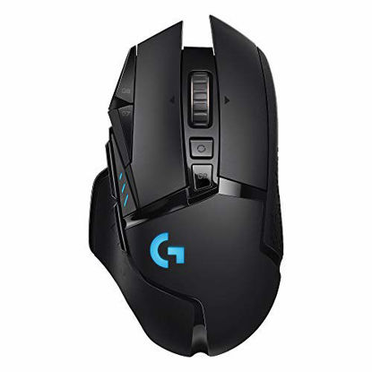Picture of Logitech G502 Lightspeed Wireless Gaming Mouse with HERO 25K Sensor, PowerPlay Compatible, Tunable Weights and Lightsync RGB - Black
