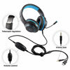 Picture of Pacrate Gaming Headset for PS4 PC Xbox One Headset with Microphone Noice Cancelling Stereo Surround Sound Headphone with LED Light Intense Bass for PC Laptop Mac (Black Blue)