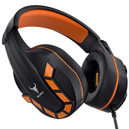 Picture of Kikc PS4 Gaming Headset with Mic for Xbox One, Nintendo Switch, Mobile Phone, iPad, PC and Notebook, Controllable Volume Gaming Headphones with Soft Earmuffs