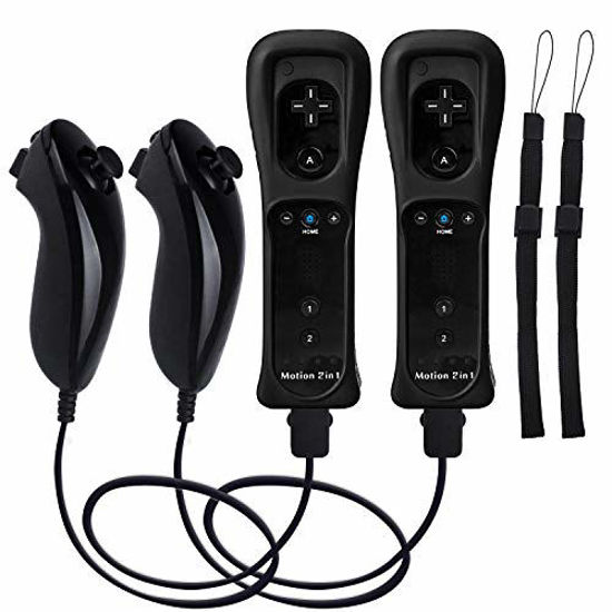 Picture of TechKen 2 Sets Wii Remote Controller with Build-in Motion Sensor Plus and 2 Nunchuck