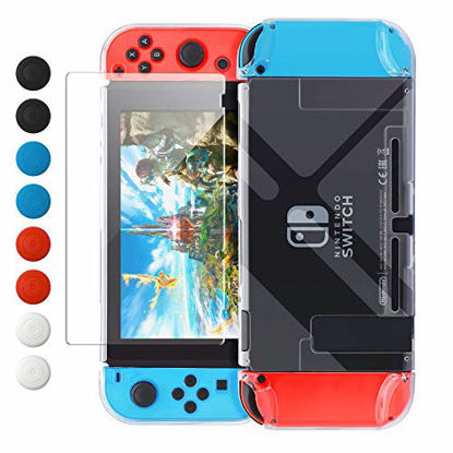 Picture of Dockable Case Compatible with Nintendo Switch, FYOUNG Protective Accessories Cover Case for Nintendo Switch and Joy-Con with Thumbstick Caps- Clear