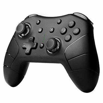 Picture of FUNLAB Wireless Pro Controller for Nintendo Switch/Switch Lite Console,Rechargeable Remote Gamepad Support Adjustable Turbo,Screenshot and Gyro Axis - Black
