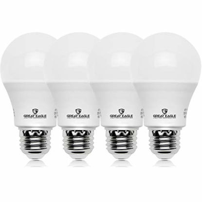 Picture of Great Eagle A19 LED Light Bulb, 9W (60W Equivalent), UL Listed, 4000K (Cool White), 750 Lumens, Non-dimmable, Standard Replacement (4 Pack)