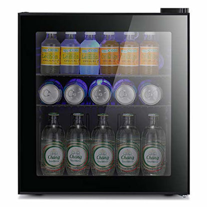 Picture of Antarctic Star Mini Fridge Cooler - 60 Can Beverage Refrigerator Glass Door - Glass Door Small Drink Dispenser Machine Black Glass Removable for Home, Office or Bar, 1.6cu.ft.