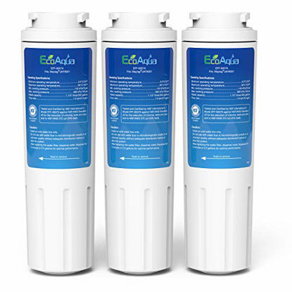 Picture of EcoAqua EFF-6007A Replacement Filter, Compatible with Maytag UKF8001, EDR4RXD1, Whirlpool 4396395, Puriclean II, Kenmore 46-9006, Everydrop Filter 4, Viking RWFFR Refrigerator Water Filter, 3 Pack